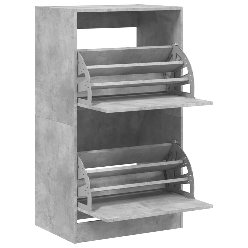 Armoire à chaussures 2 tiroirs rabattables gris béton - XIOS