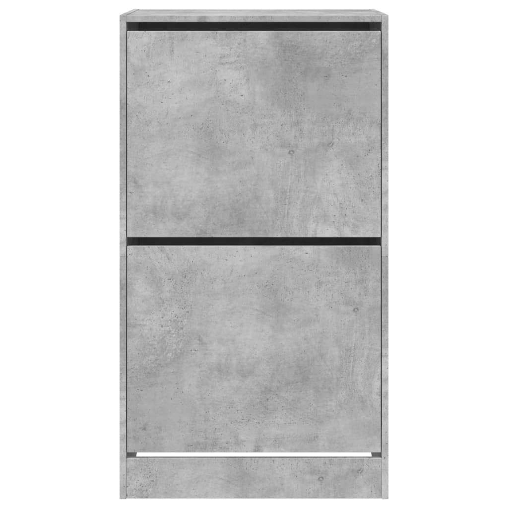 Armoire à chaussures 2 tiroirs rabattables gris béton - XIOS