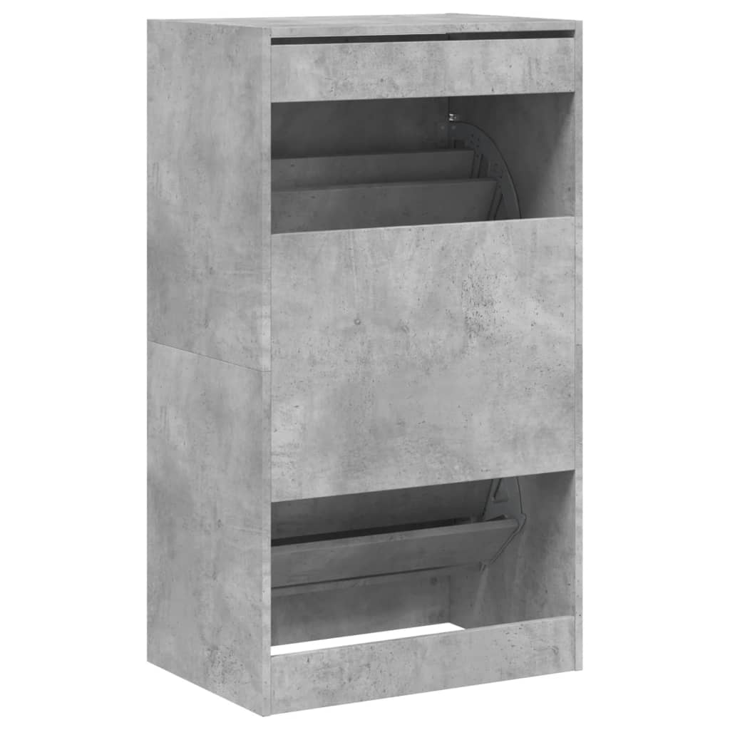 Armoire à chaussures 2 tiroirs rabattables gris béton - XIOS