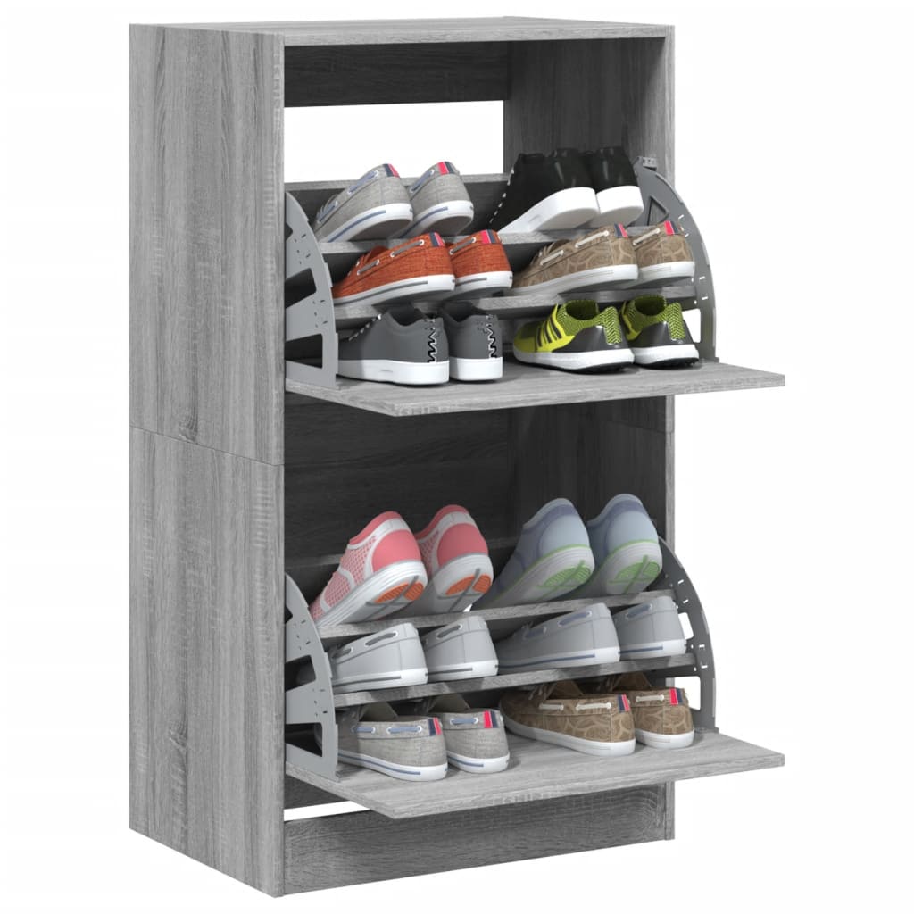 Armoire à chaussures 2 tiroirs rabattables sonoma gris - XIOS
