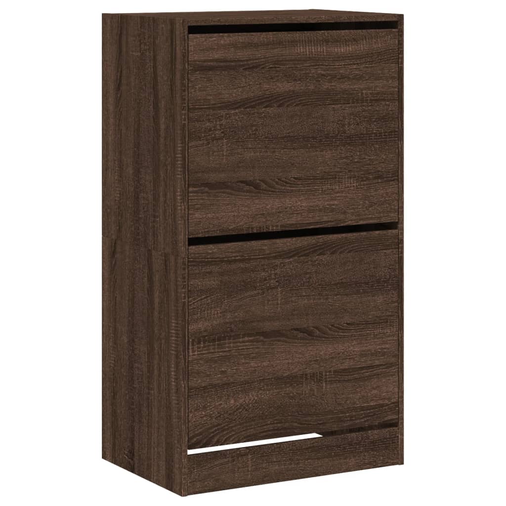 Armoire à chaussures 2 tiroirs rabattables chêne marron - XIOS