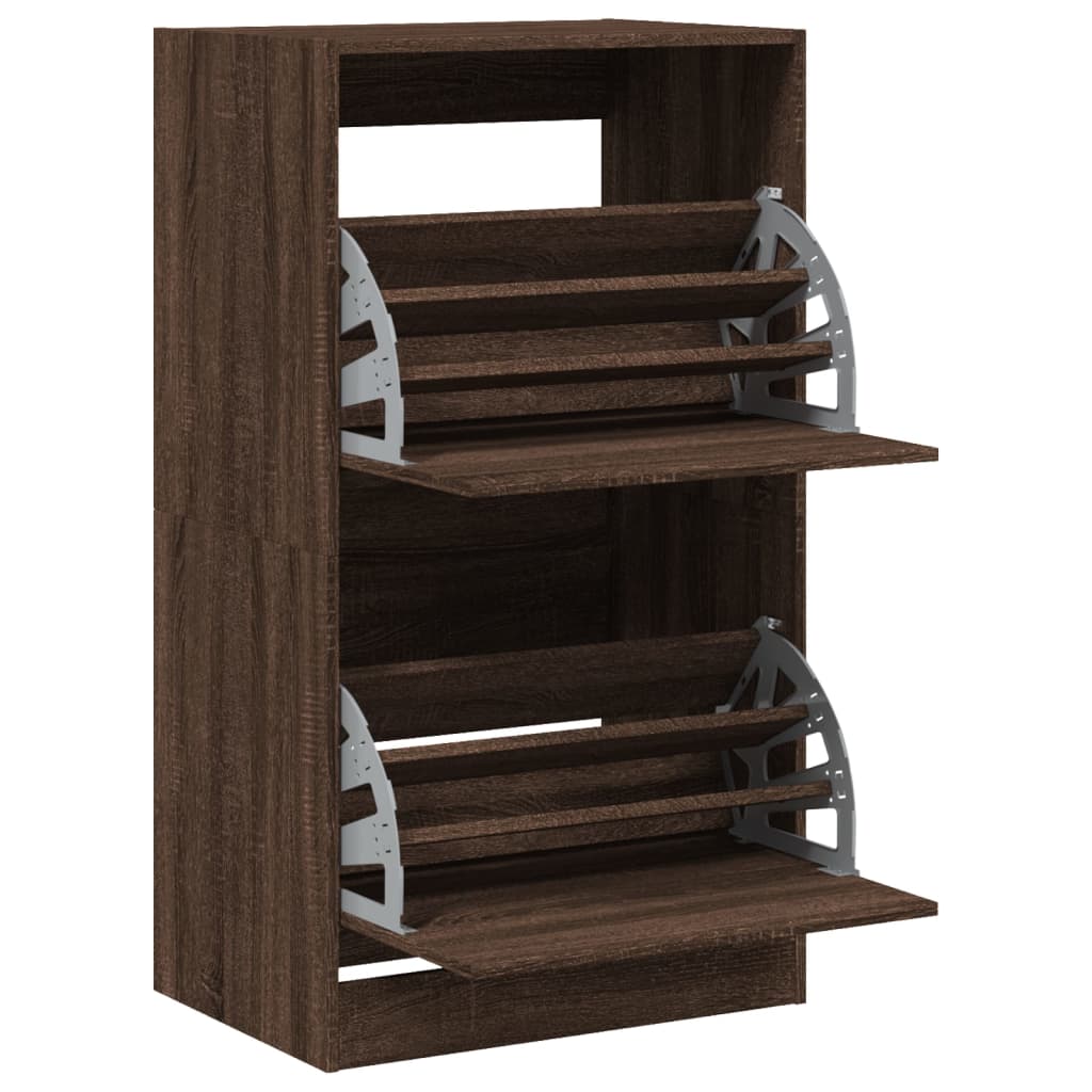 Armoire à chaussures 2 tiroirs rabattables chêne marron - XIOS