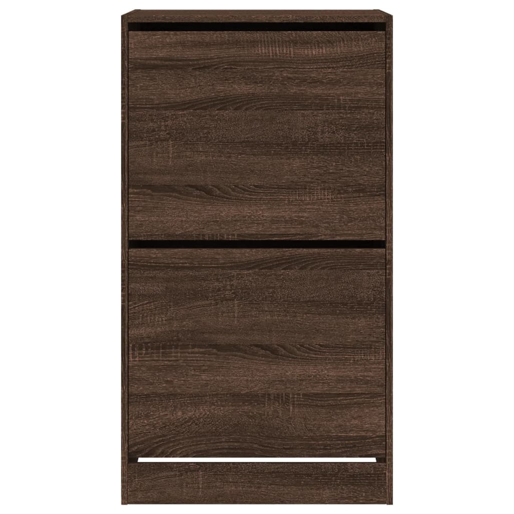Armoire à chaussures 2 tiroirs rabattables chêne marron - XIOS