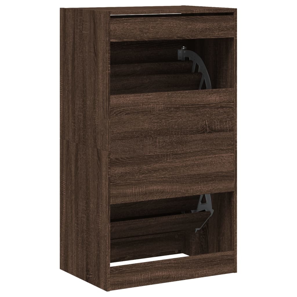 Armoire à chaussures 2 tiroirs rabattables chêne marron - XIOS