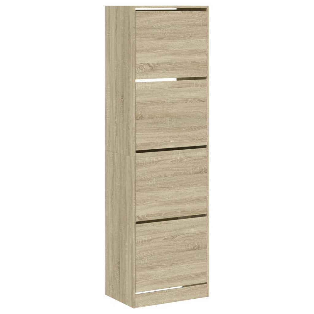 Armoire à chaussures 4 tiroirs rabattables chêne 60x42x204 cm - XIOS