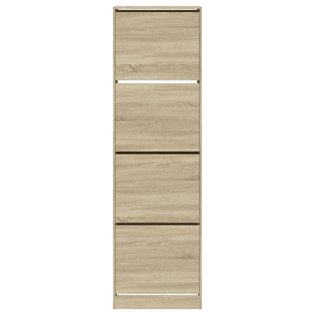 Armoire à chaussures 4 tiroirs rabattables chêne 60x42x204 cm - XIOS