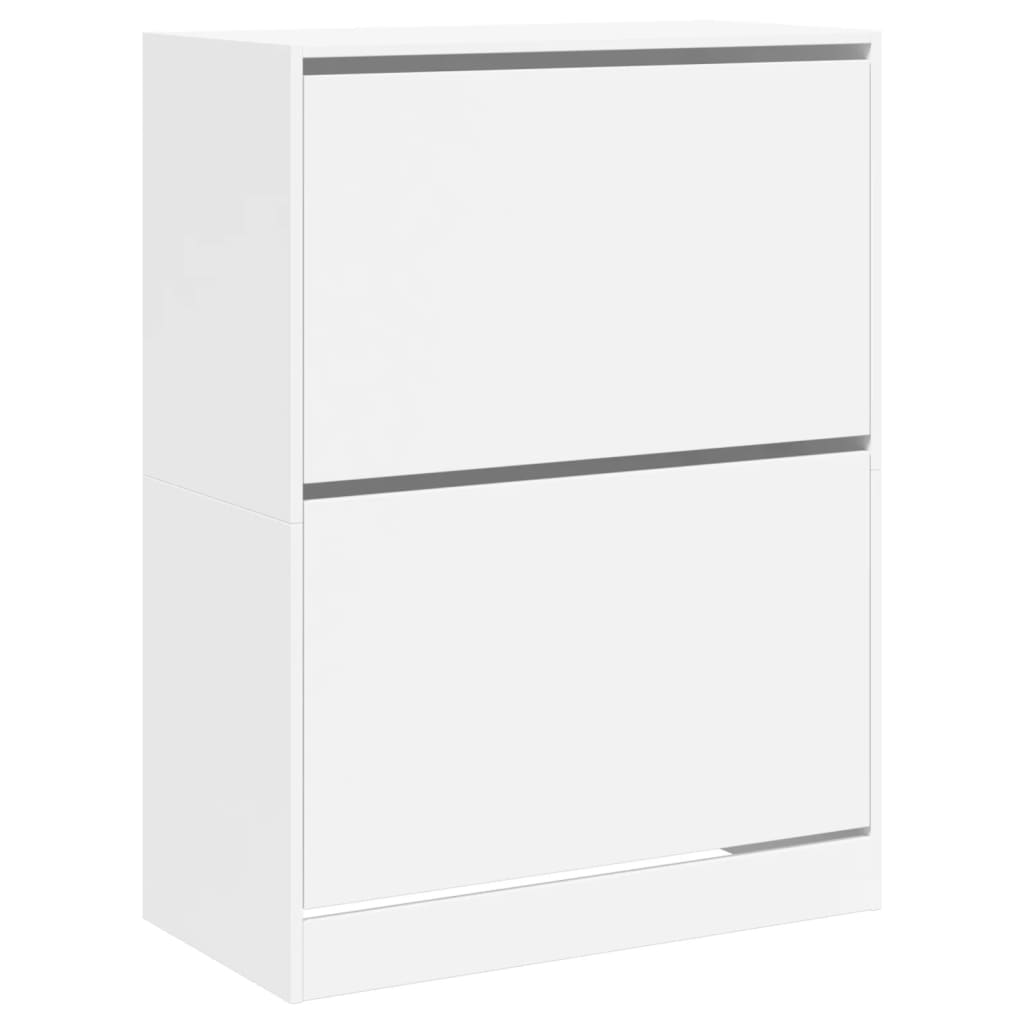 Armoire à chaussures 2 tiroirs rabattables blanc 80x42x108 cm - XIOS
