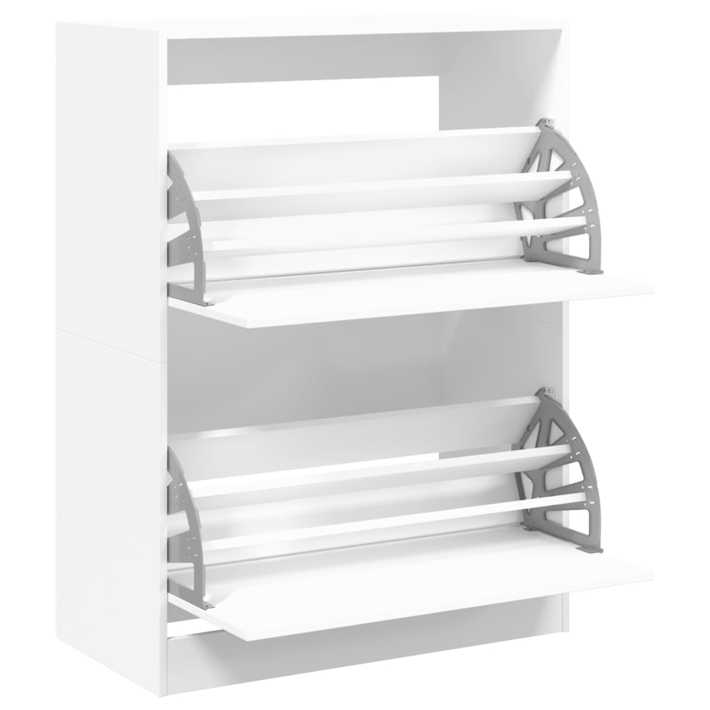 Armoire à chaussures 2 tiroirs rabattables blanc 80x42x108 cm - XIOS