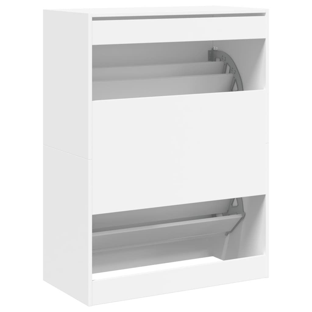 Armoire à chaussures 2 tiroirs rabattables blanc 80x42x108 cm - XIOS