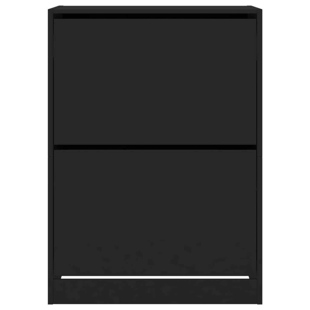 Armoire à chaussures 2 tiroirs rabattables noir 80x42x108 cm - XIOS