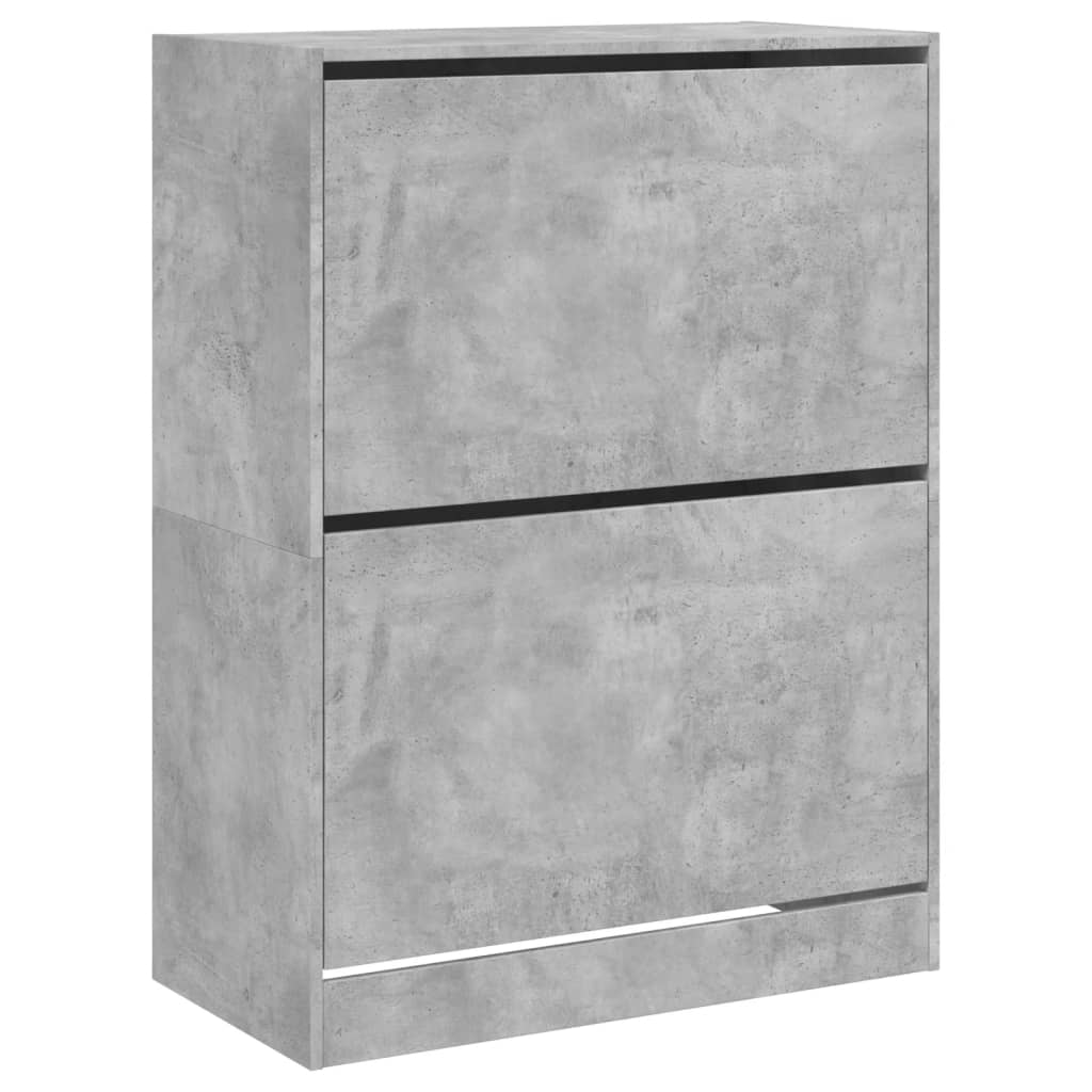 Armoire à chaussures 2 tiroirs rabattables gris béton - XIOS