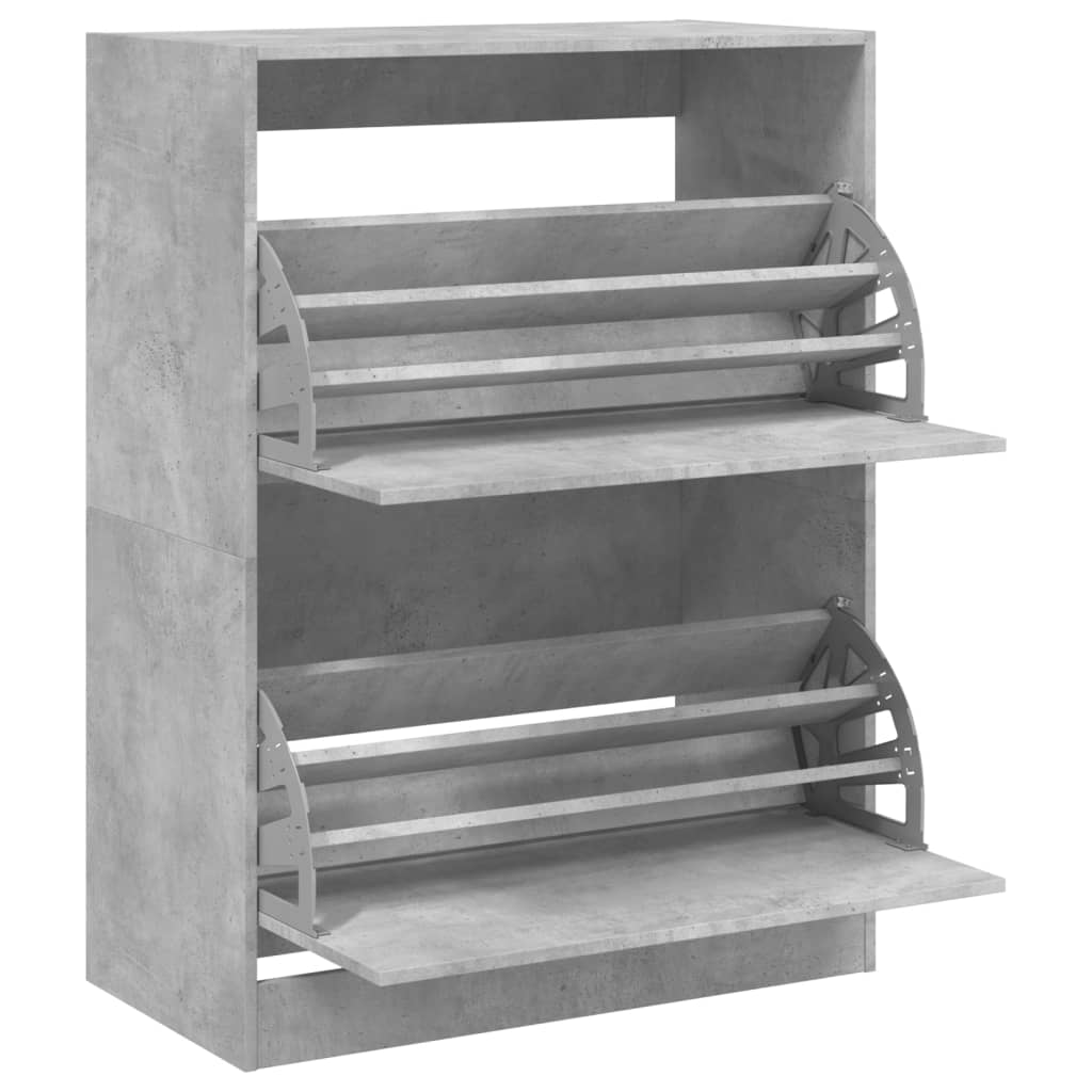 Armoire à chaussures 2 tiroirs rabattables gris béton - XIOS