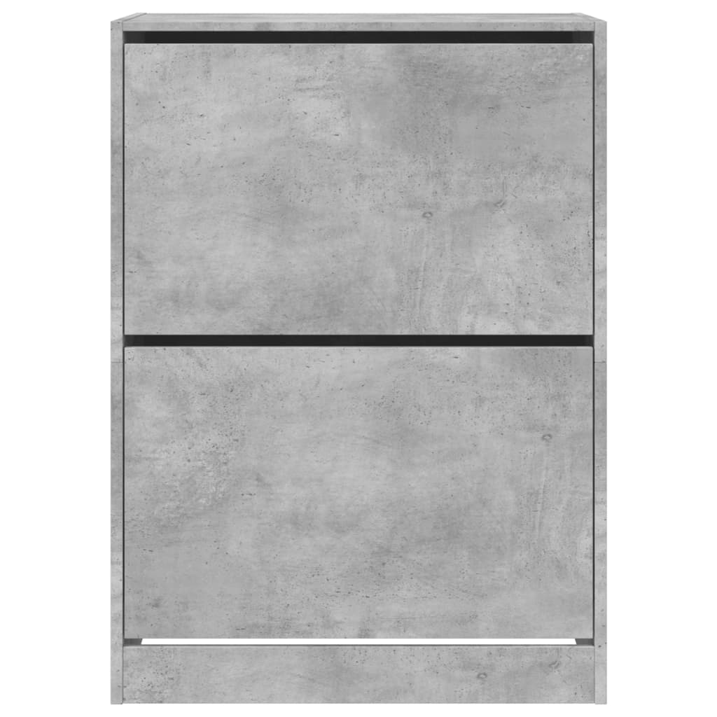 Armoire à chaussures 2 tiroirs rabattables gris béton - XIOS