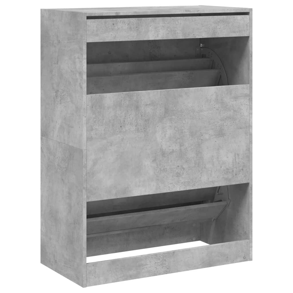 Armoire à chaussures 2 tiroirs rabattables gris béton - XIOS