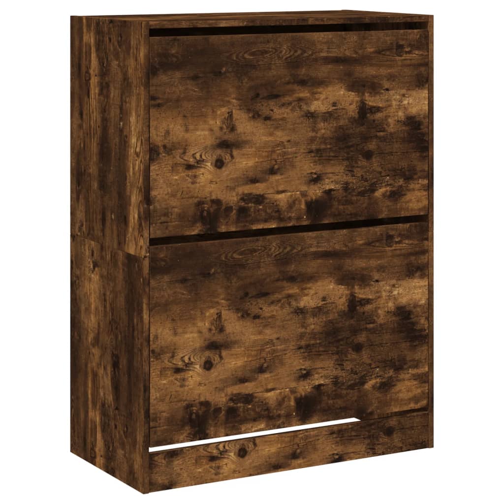 Armoire à chaussures 2 tiroirs rabattables chêne fumé - XIOS