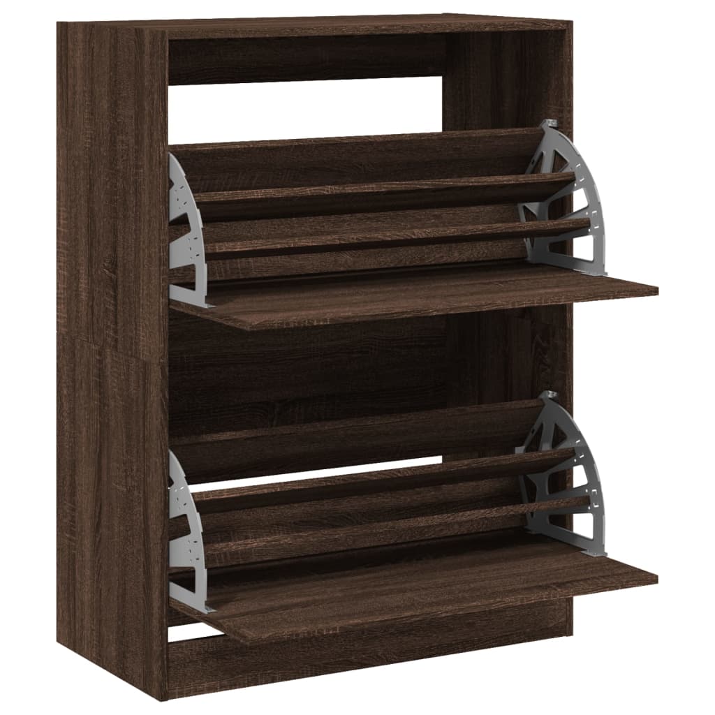 Armoire à chaussures 2 tiroirs rabattables chêne marron - XIOS