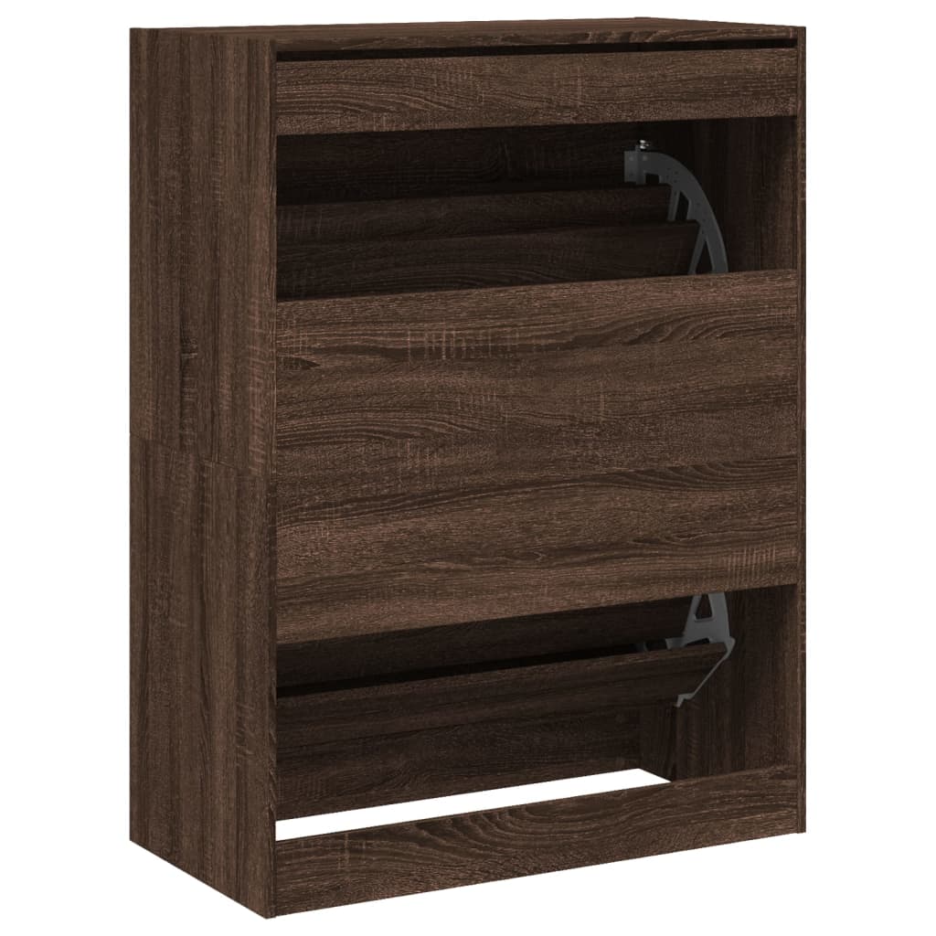 Armoire à chaussures 2 tiroirs rabattables chêne marron - XIOS