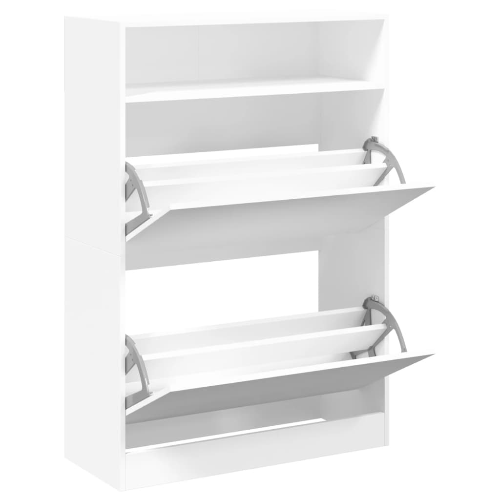 Armoire à chaussures 2 tiroirs rabattables blanc 80x34x116 cm - XIOS