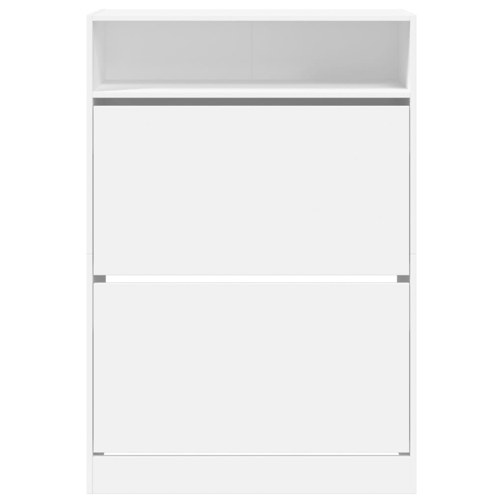 Armoire à chaussures 2 tiroirs rabattables blanc 80x34x116 cm - XIOS