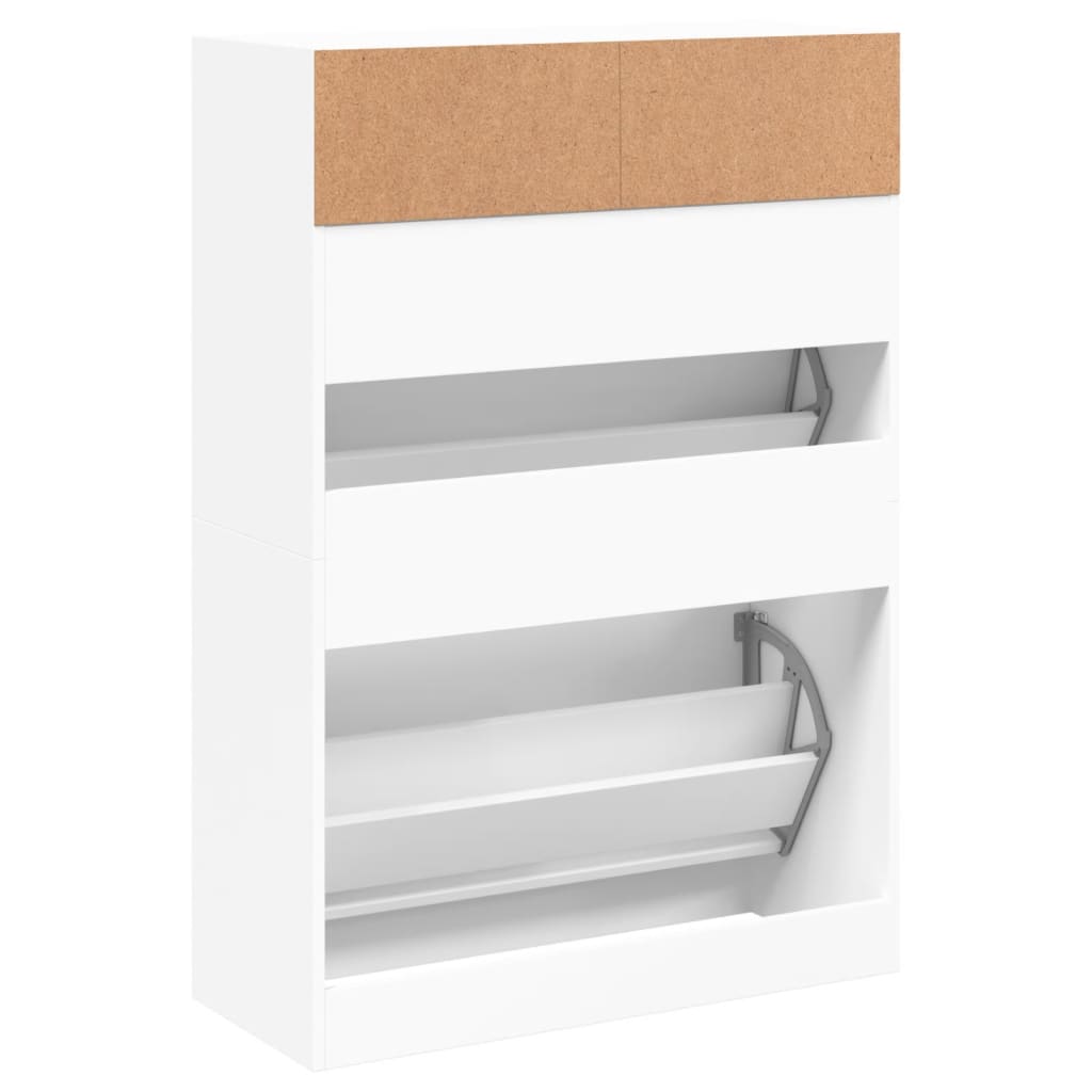 Armoire à chaussures 2 tiroirs rabattables blanc 80x34x116 cm - XIOS