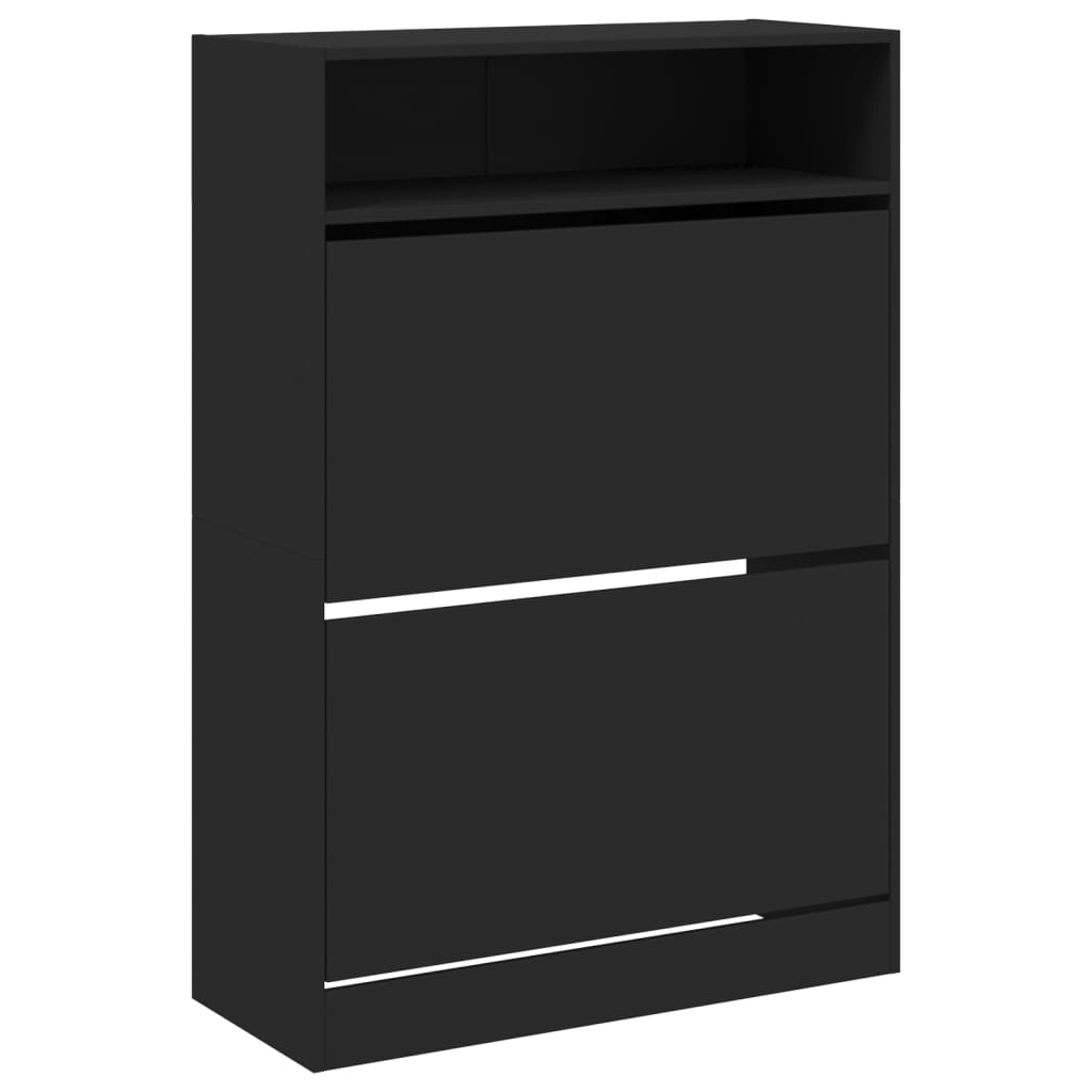 Armoire à chaussures 2 tiroirs rabattables noir 80x34x116 cm - XIOS