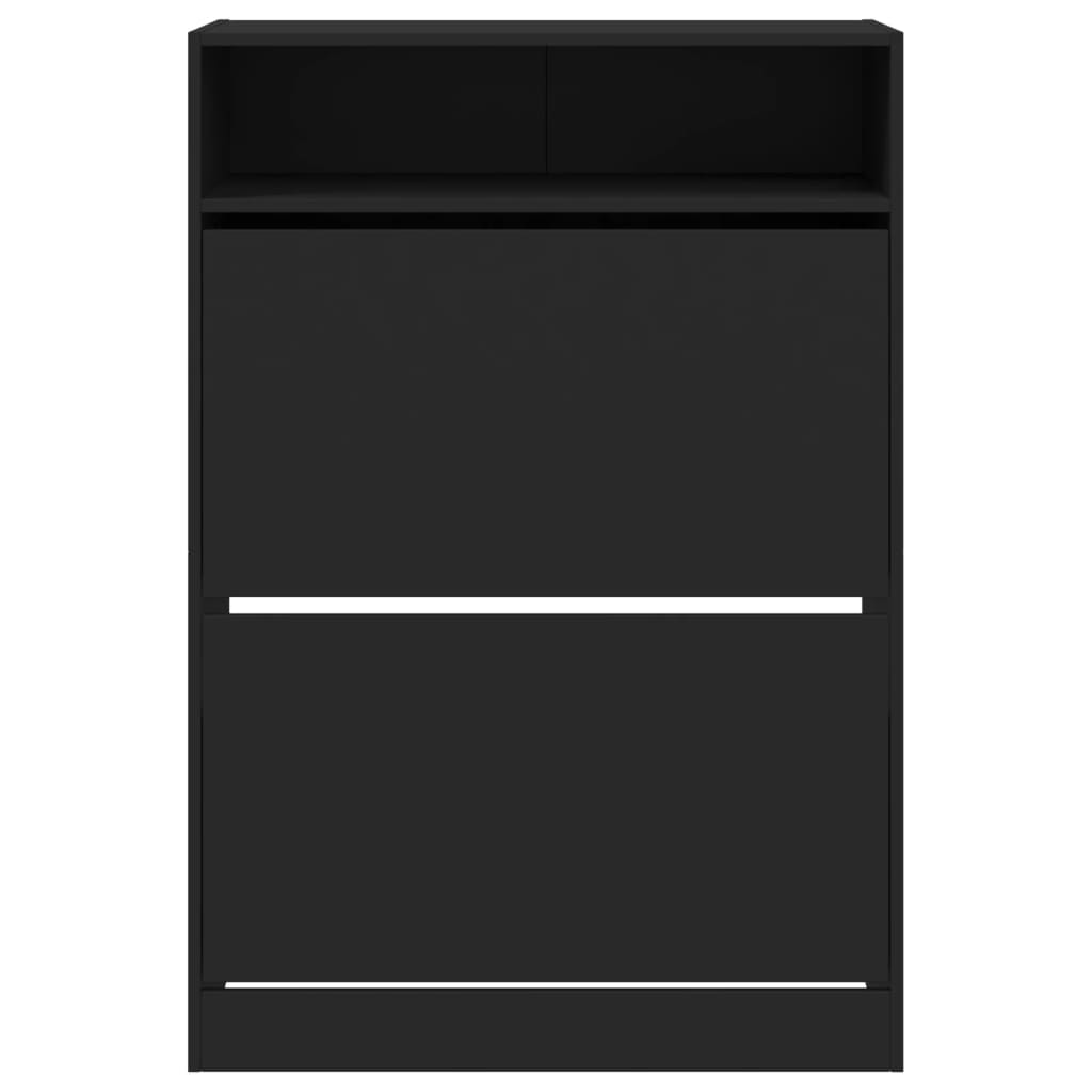 Armoire à chaussures 2 tiroirs rabattables noir 80x34x116 cm - XIOS
