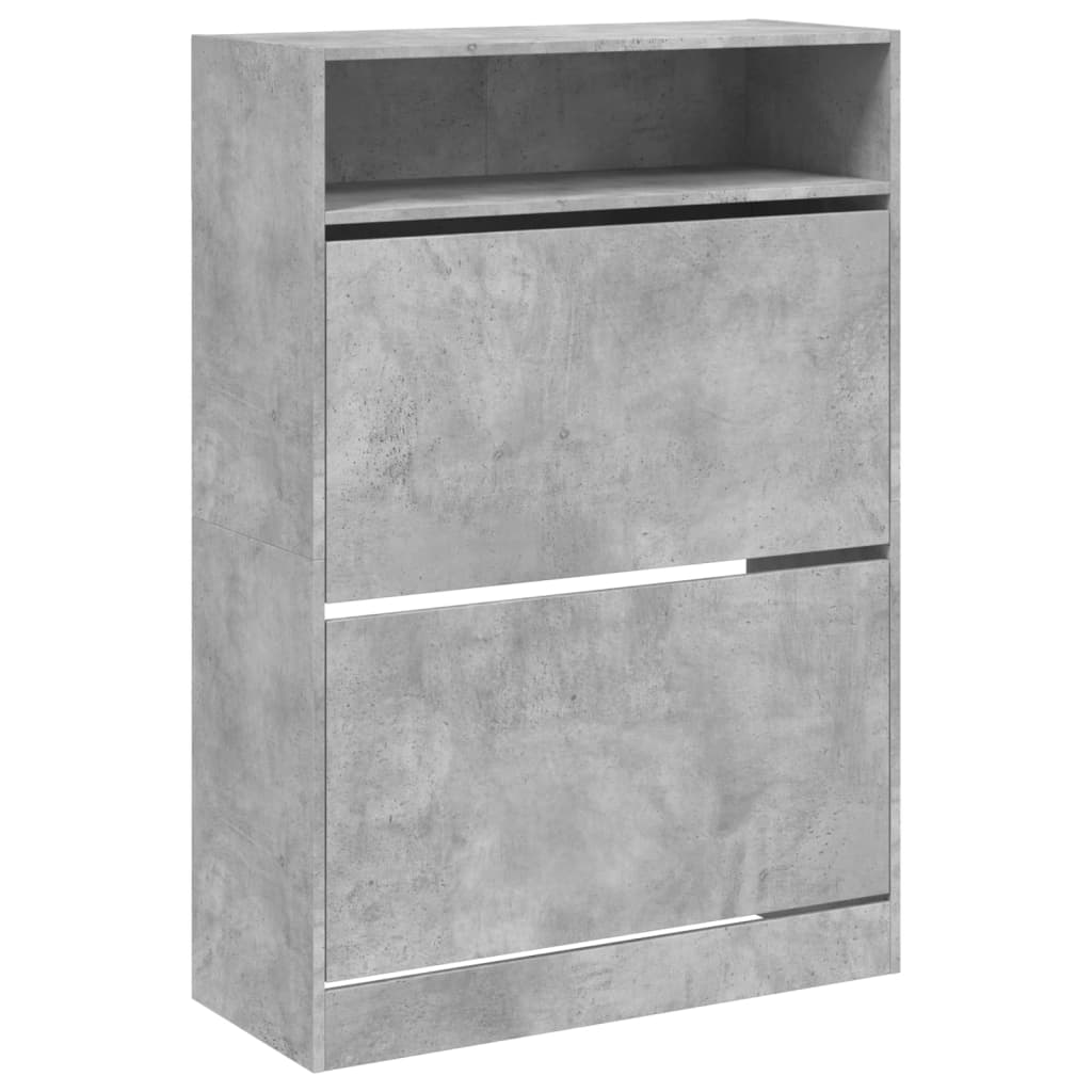 Armoire à chaussures 2 tiroirs rabattables gris béton - XIOS
