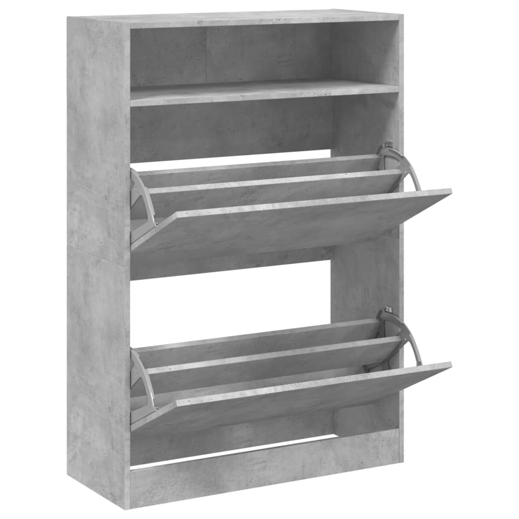 Armoire à chaussures 2 tiroirs rabattables gris béton - XIOS