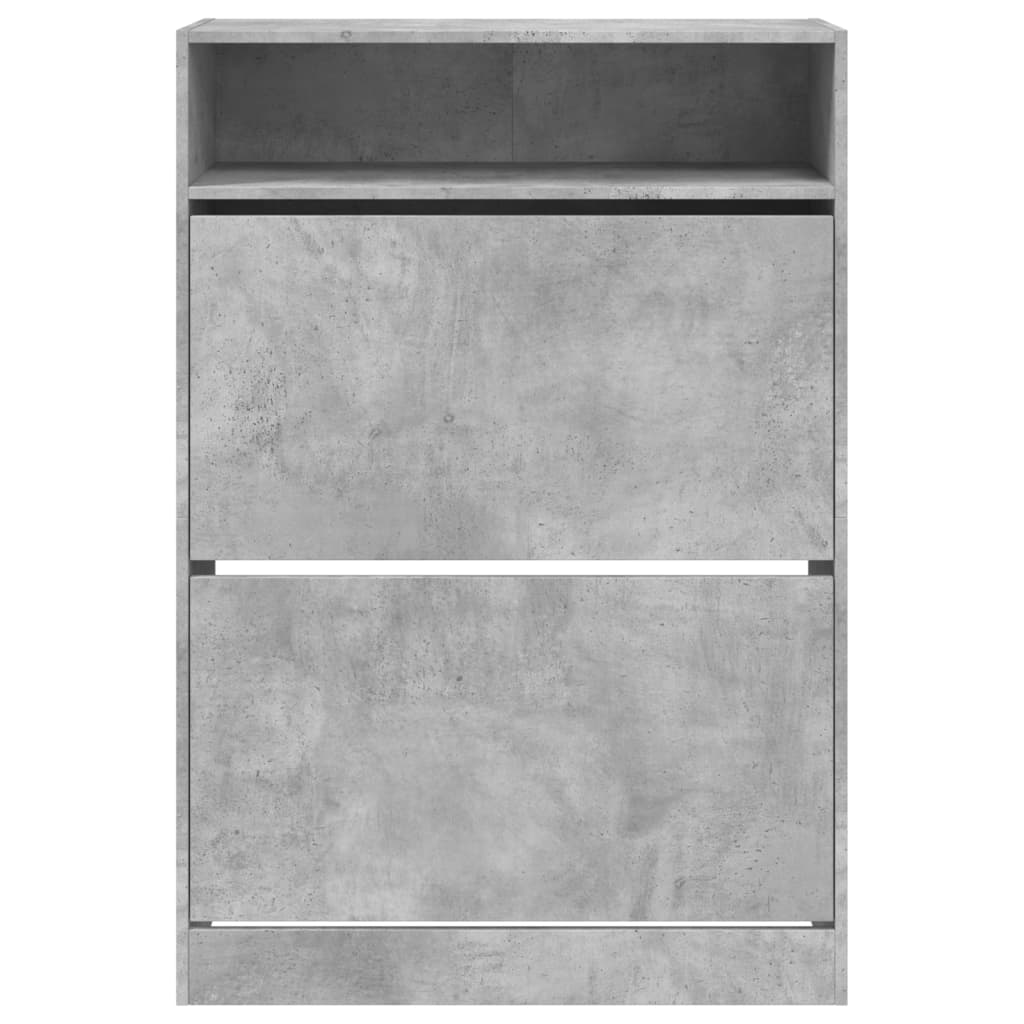 Armoire à chaussures 2 tiroirs rabattables gris béton - XIOS