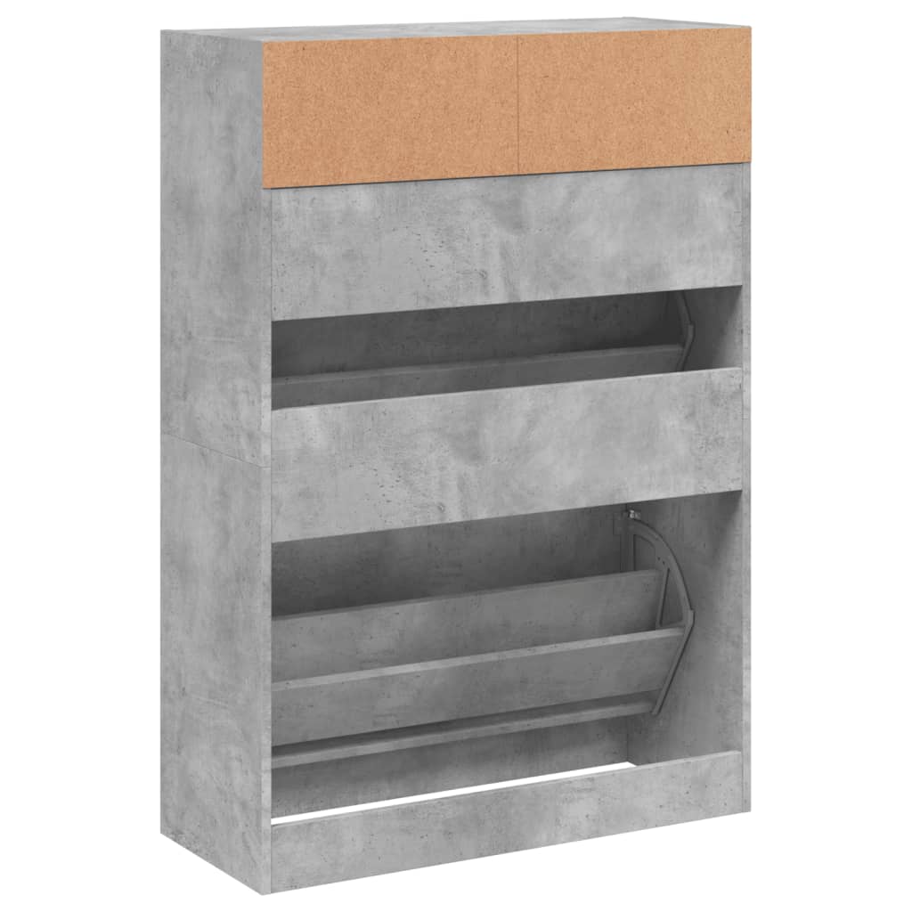 Armoire à chaussures 2 tiroirs rabattables gris béton - XIOS