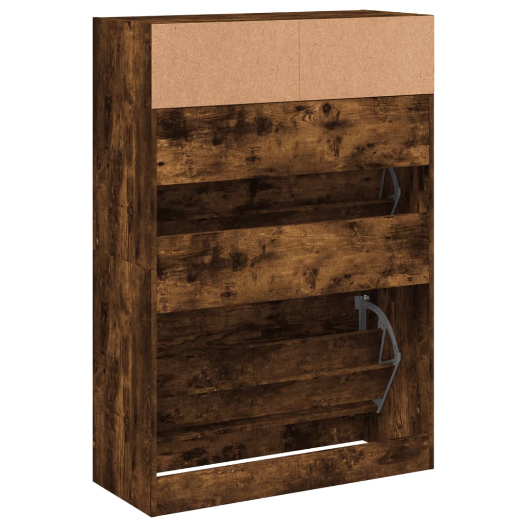 Armoire à chaussures 2 tiroirs rabattables chêne fumé - XIOS