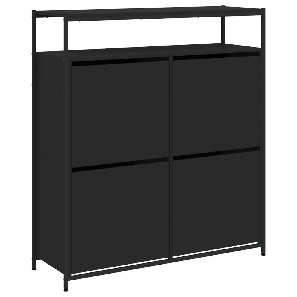 Armoire à chaussures 4 tiroirs rabattables noir 100x34x112 cm - XIOS