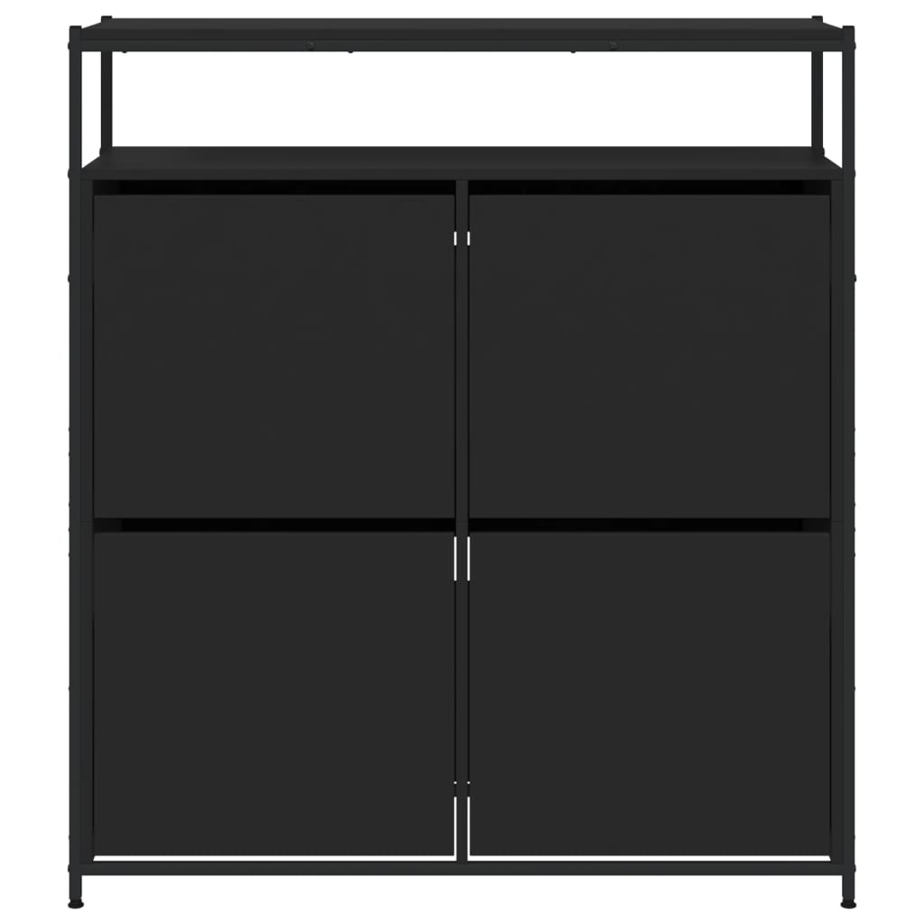 Armoire à chaussures 4 tiroirs rabattables noir 100x34x112 cm - XIOS