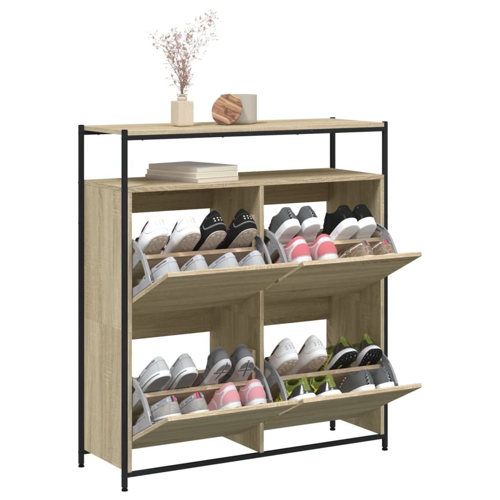 Armoire à chaussures 4 tiroirs rabattables chêne sonoma - XIOS