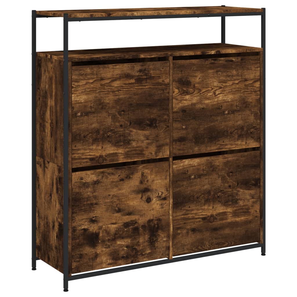 Armoire à chaussures 4 tiroirs rabattables chêne fumé - XIOS