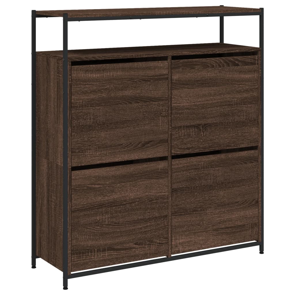 Armoire à chaussures 4 tiroirs rabattables chêne marron - XIOS