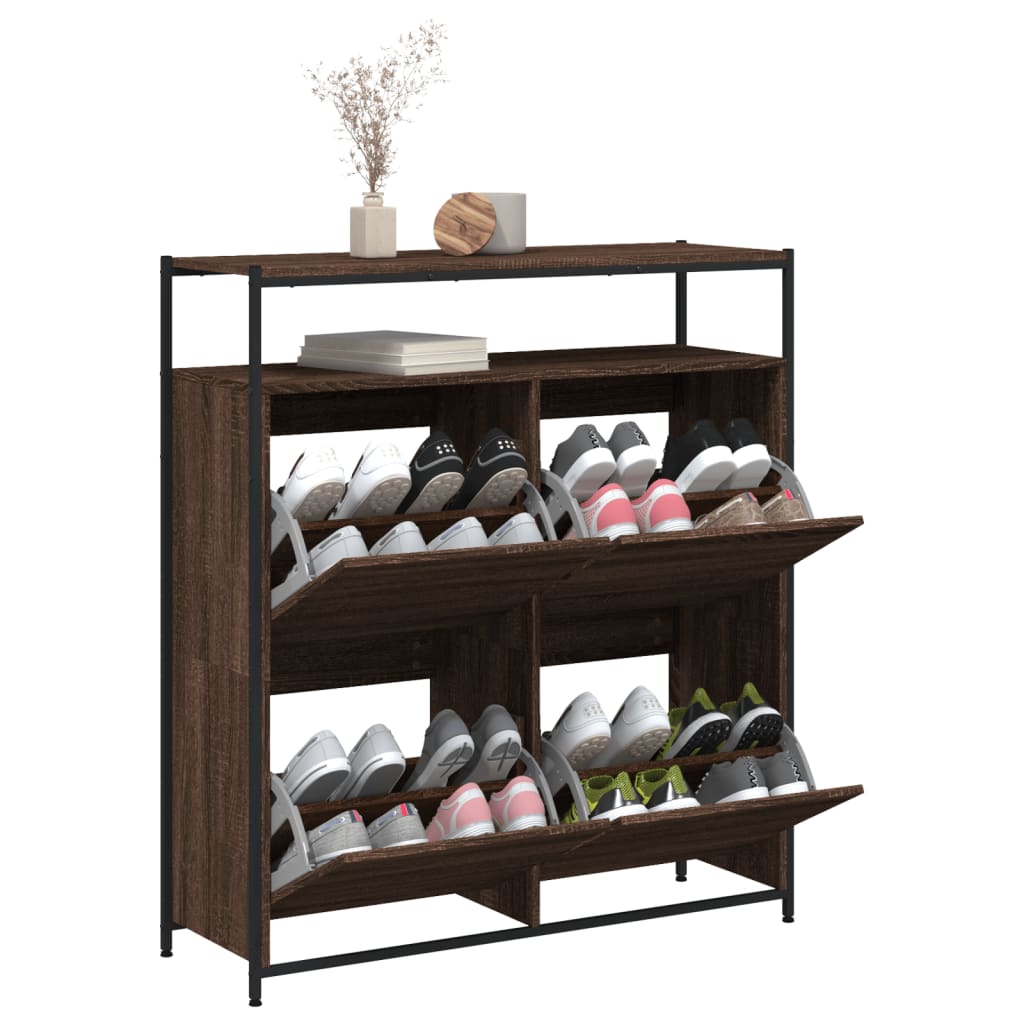 Armoire à chaussures 4 tiroirs rabattables chêne marron - XIOS