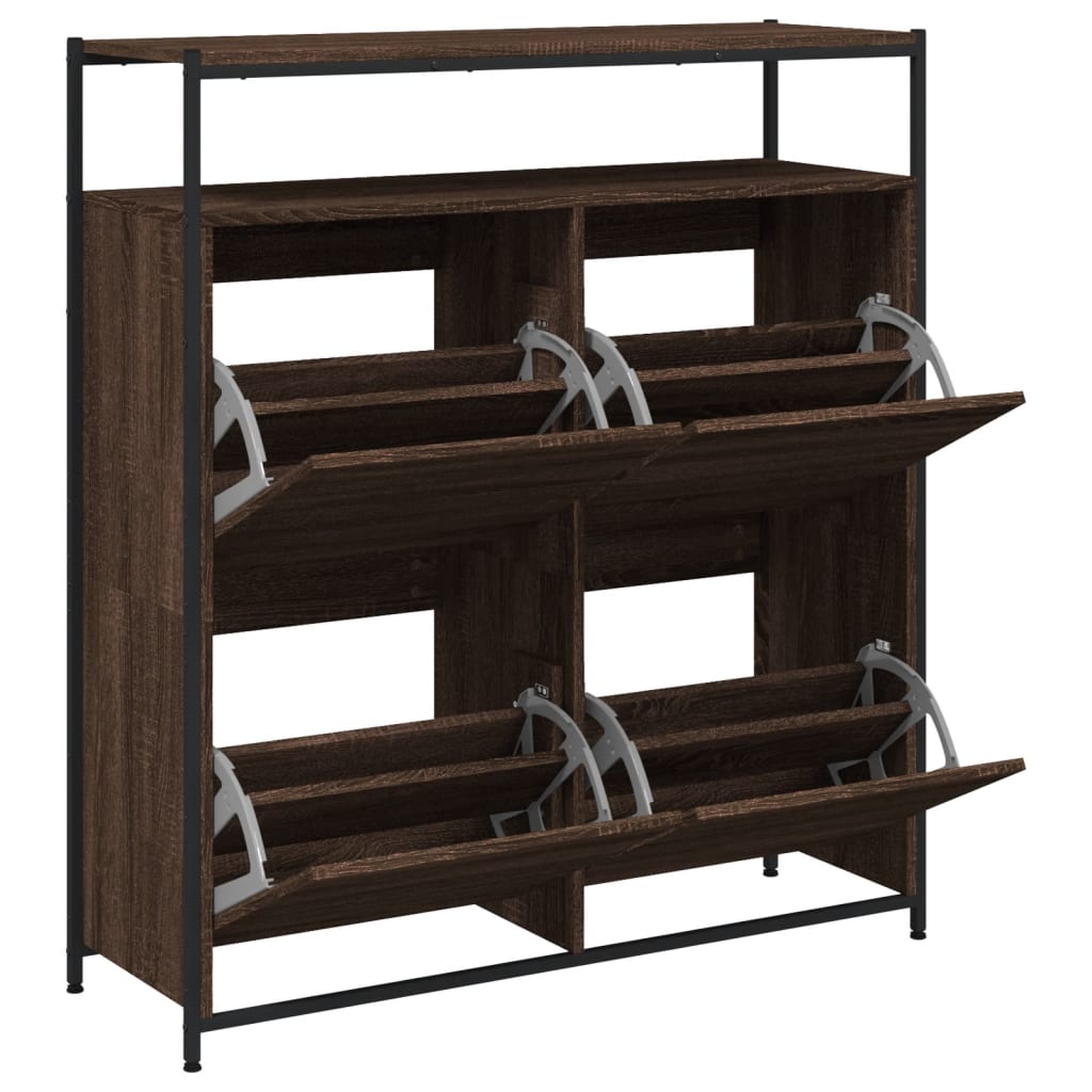 Armoire à chaussures 4 tiroirs rabattables chêne marron - XIOS