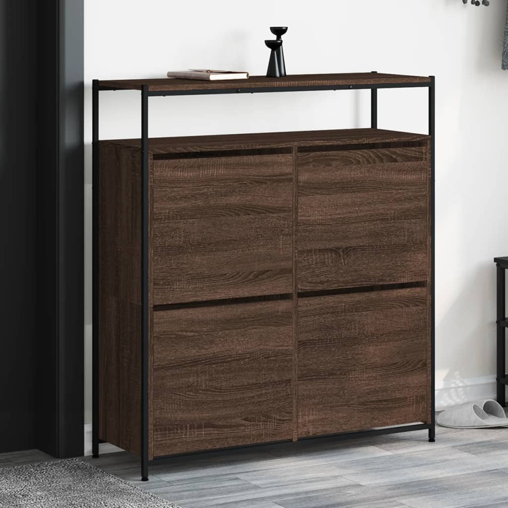 Armoire à chaussures 4 tiroirs rabattables chêne marron - XIOS