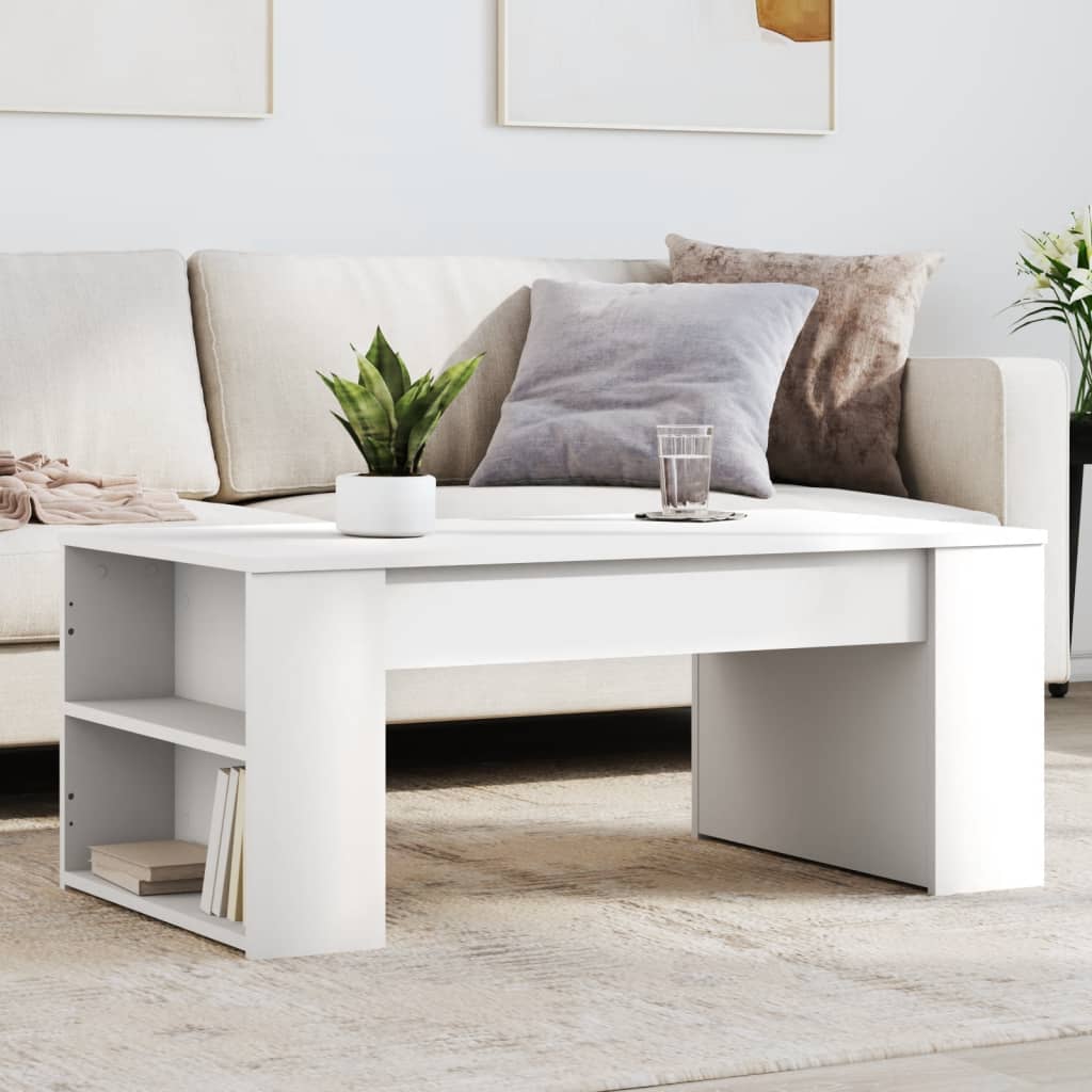Table basse blanc 102x55x42 cm bois d'ingénierie - XIOS