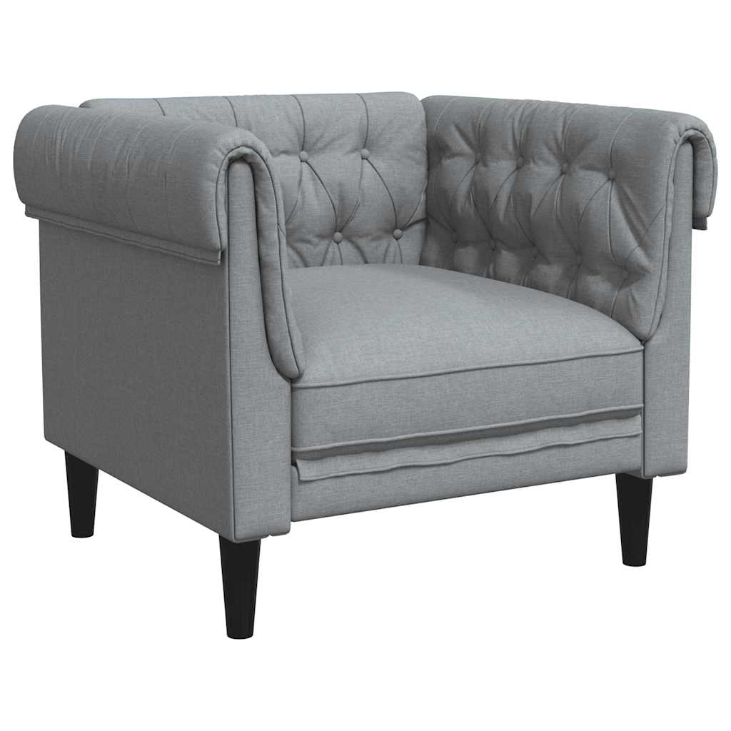 Fauteuil Chesterfield gris clair tissu - XIOS