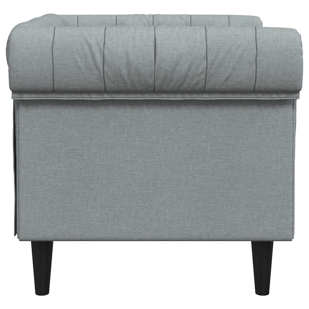 Fauteuil Chesterfield gris clair tissu - XIOS