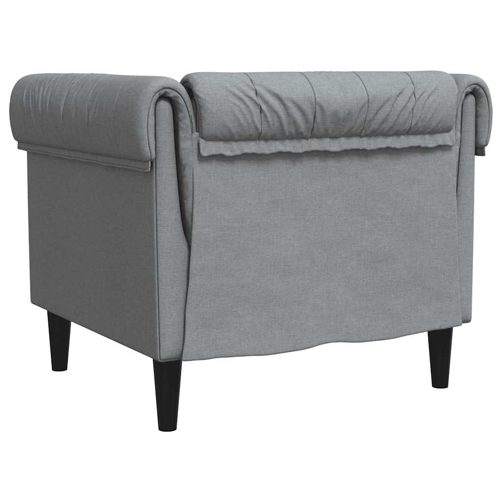 Fauteuil Chesterfield gris clair tissu - XIOS