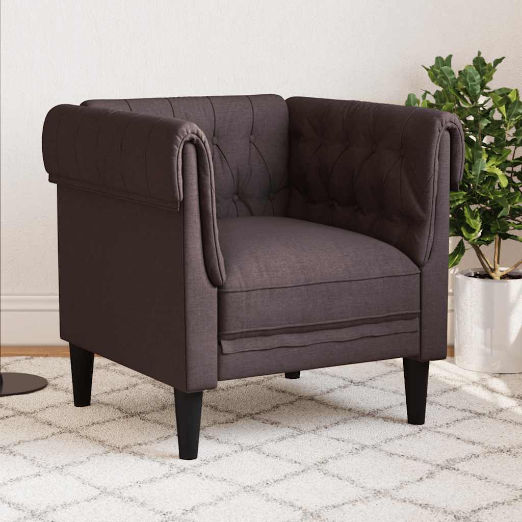 Fauteuil Chesterfield marron foncé tissu - XIOS