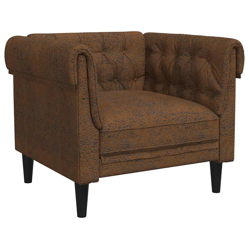 Fauteuil Chesterfield marron tissu - XIOS