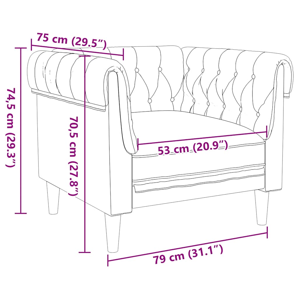 Fauteuil Chesterfield marron tissu - XIOS