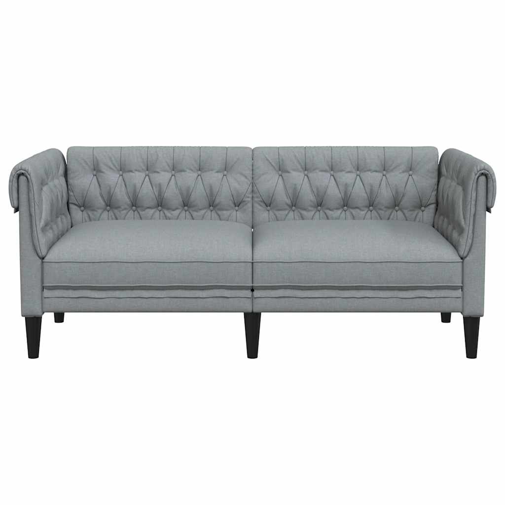 Canapé Chesterfield 2 places gris clair tissu - XIOS