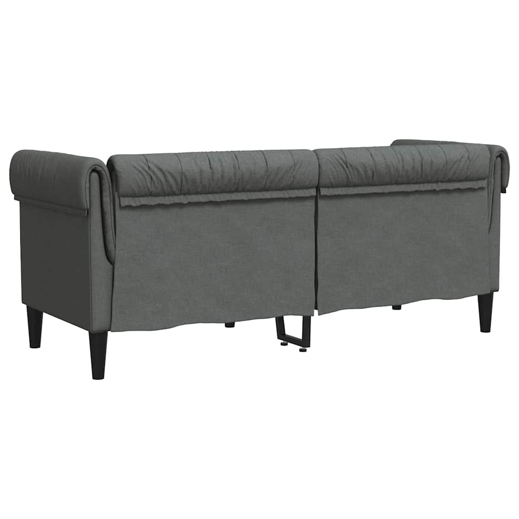 Canapé Chesterfield 2 places gris foncé tissu - XIOS