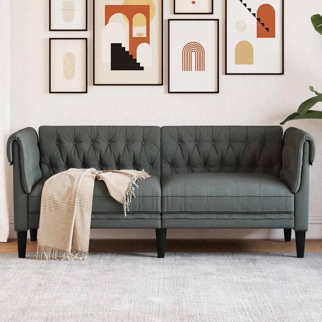 Canapé Chesterfield 2 places gris foncé tissu - XIOS