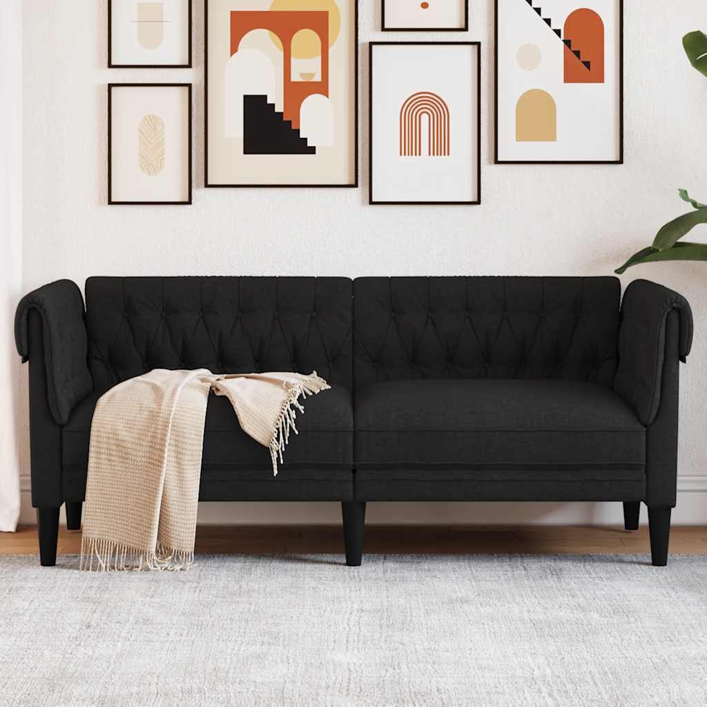 Canapé Chesterfield 2 places noir tissu - XIOS